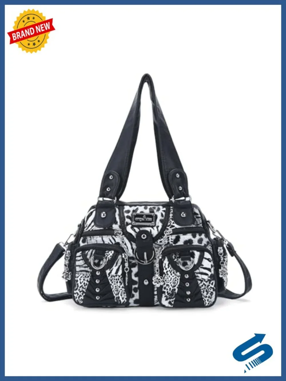 Faux Leather Hobo Handbag Crossbody Shoulder Bag Multipocket Soft Purse for